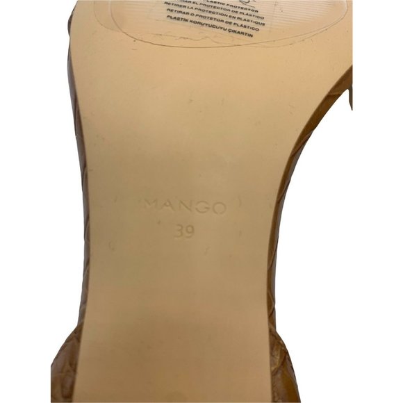 Mango Size 39 (US 8) Brown Faux Leather Chunky Heel Sandals Square Toe - Picture 9 of 10